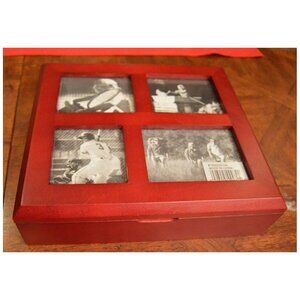 NEW Melannco Photo Collage Top Wood Jewelry What-Not Storage Box ~10-¼"x 9-1/8"